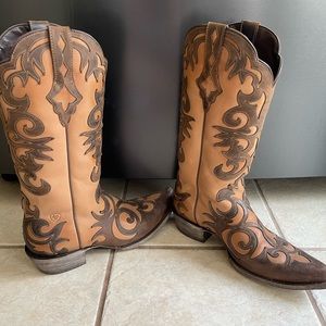 Ariat Sevilla 8 Brown Lace Cowgirl Leather Boot EUC